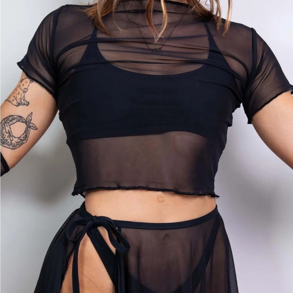 NWTSheer Black Crop Top